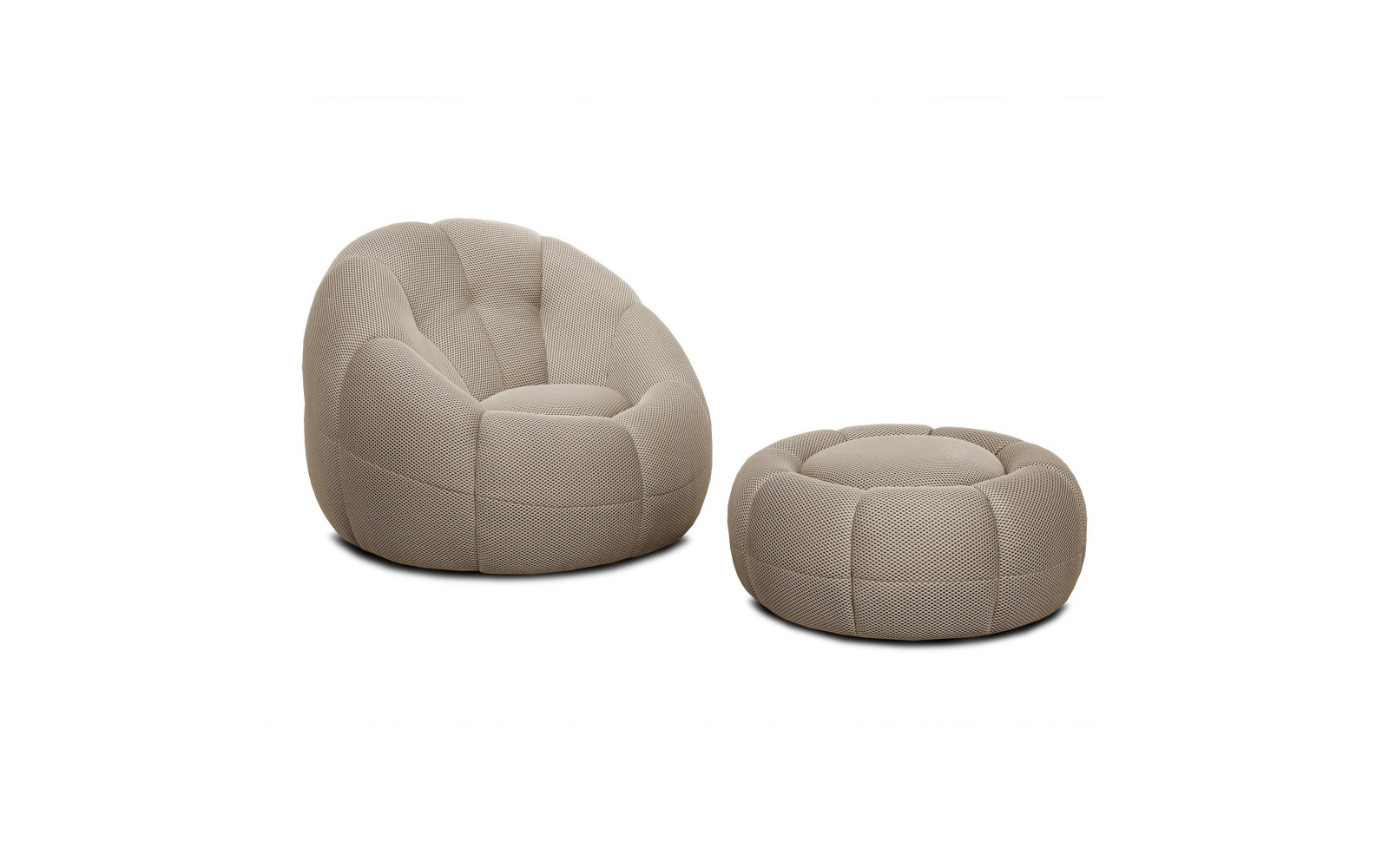 sessel und pouf tissu beige - FIGO