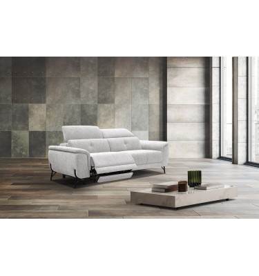 Canapé 3 places avec  1 relax électrique tissu crème - AVENA