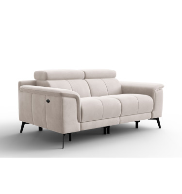 Canapé Relax 2 places FIERO, tissu velours beige
