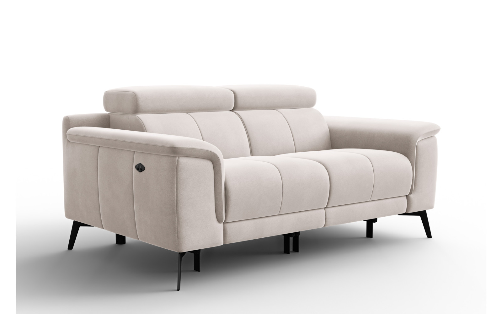 Canapé Relax 2 places FIERO, tissu velours beige
