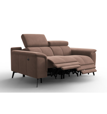 Canapé Relax 2 places FIERO, tissu velours marron