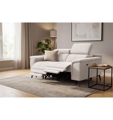 Canapé Relax 2 places FIERO, tissu velours beige