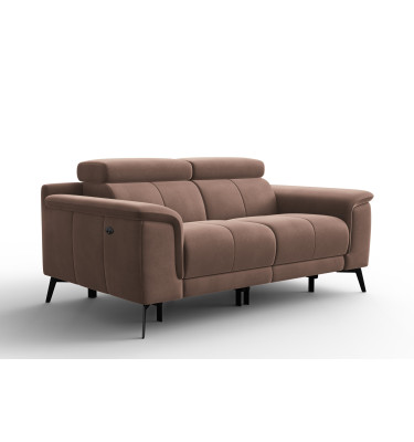 Canapé Relax 2 places FIERO, tissu velours marron