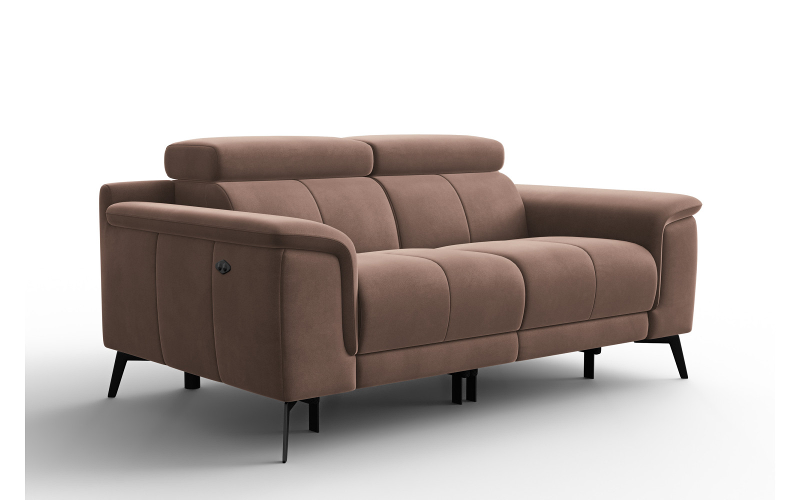 Canapé Relax 2 places FIERO, tissu velours marron