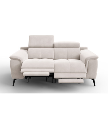 Canapé Relax 2 places FIERO, tissu velours beige