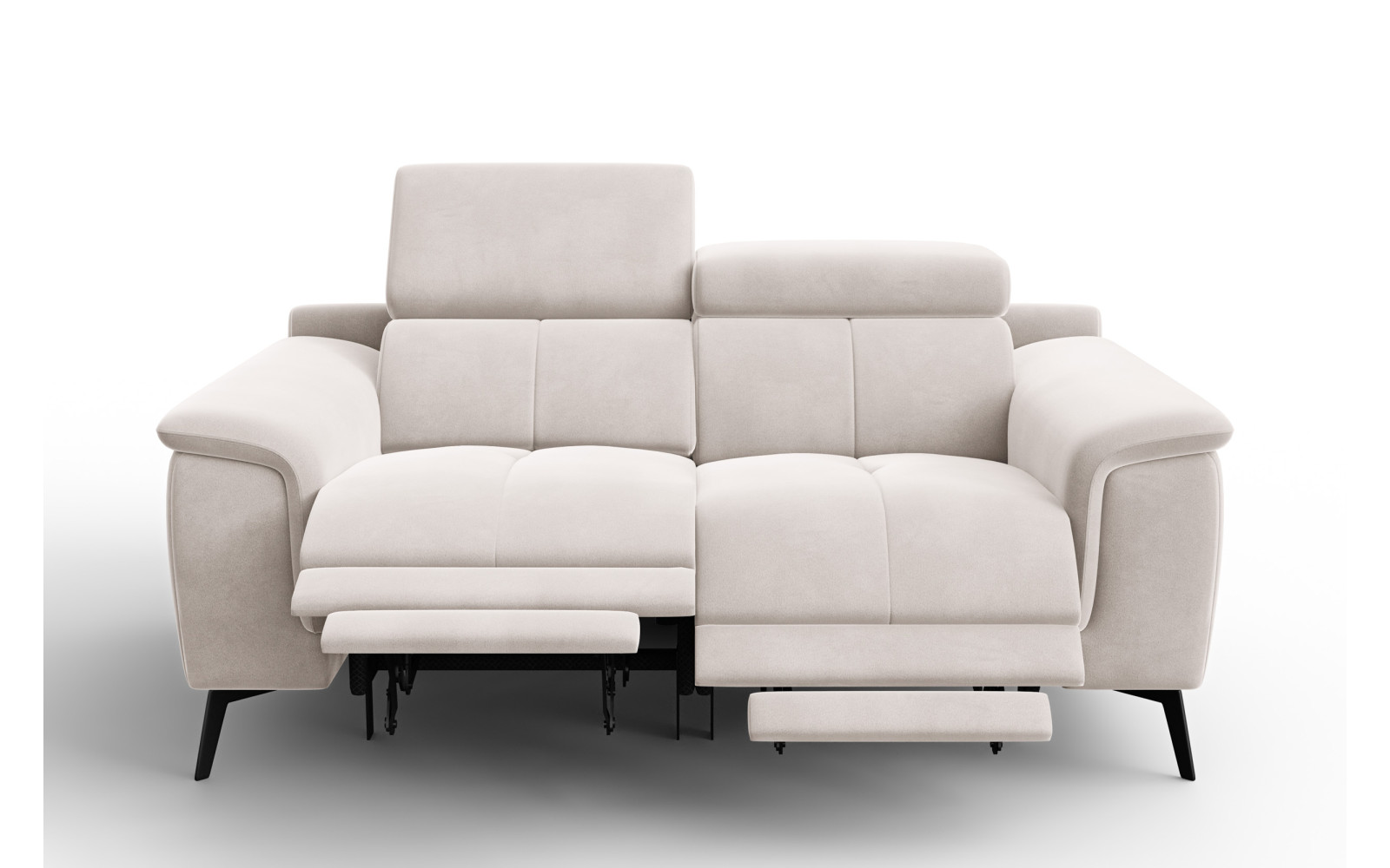 Canapé Relax 2 places FIERO, tissu velours beige