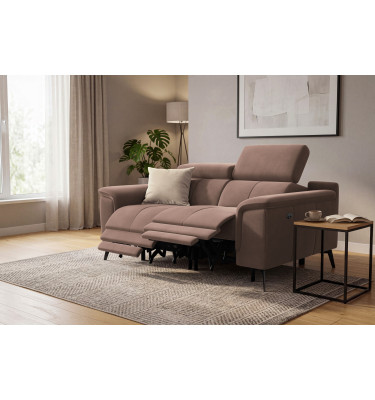 Canapé Relax 2 places FIERO, tissu velours marron