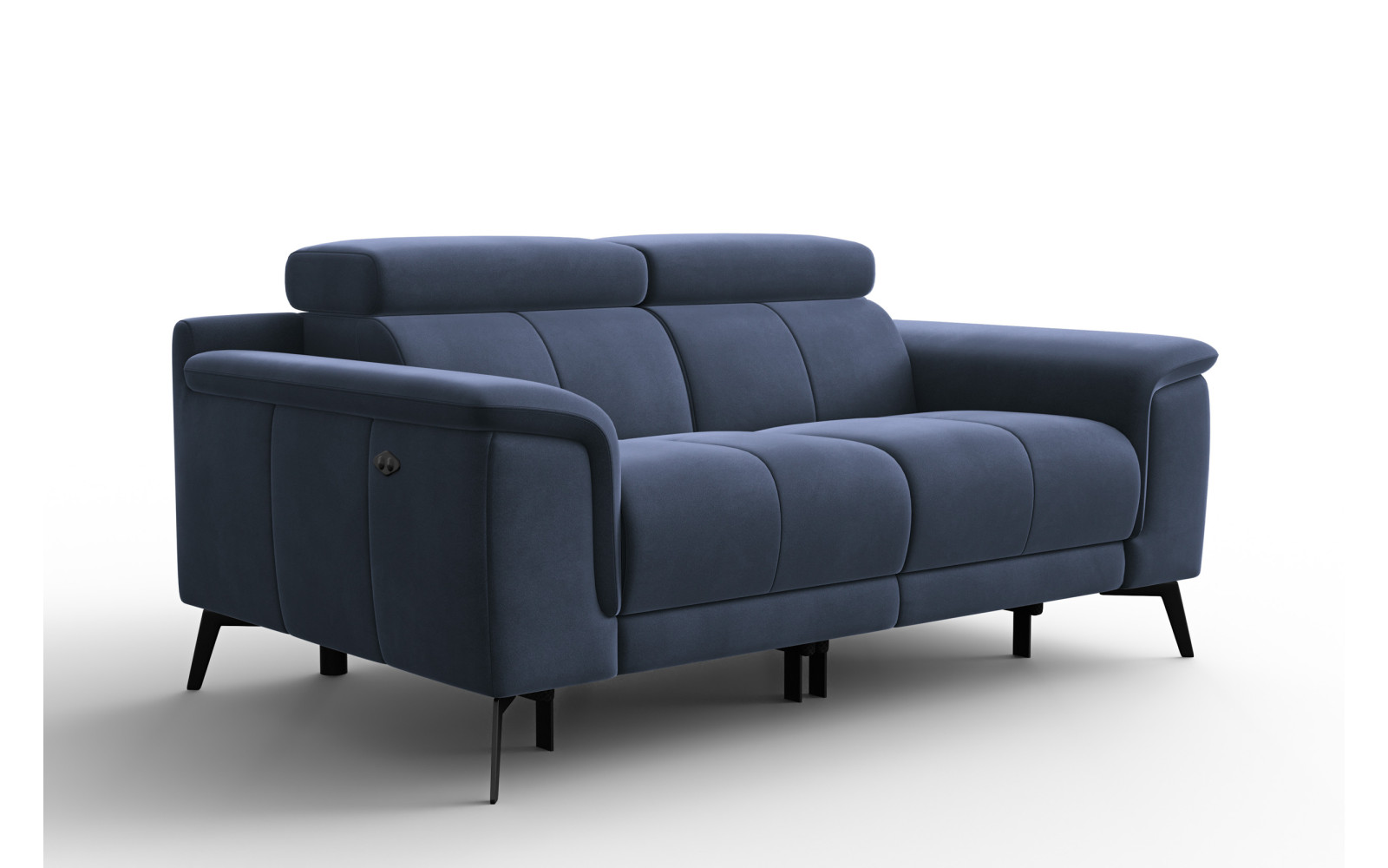 Canapé Relax 2 places FIERO, tissu velours bleu marine