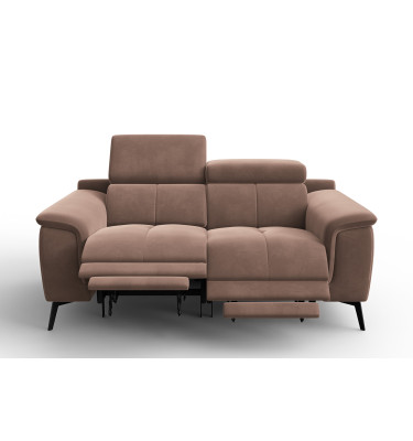 Canapé Relax 2 places FIERO, tissu velours marron