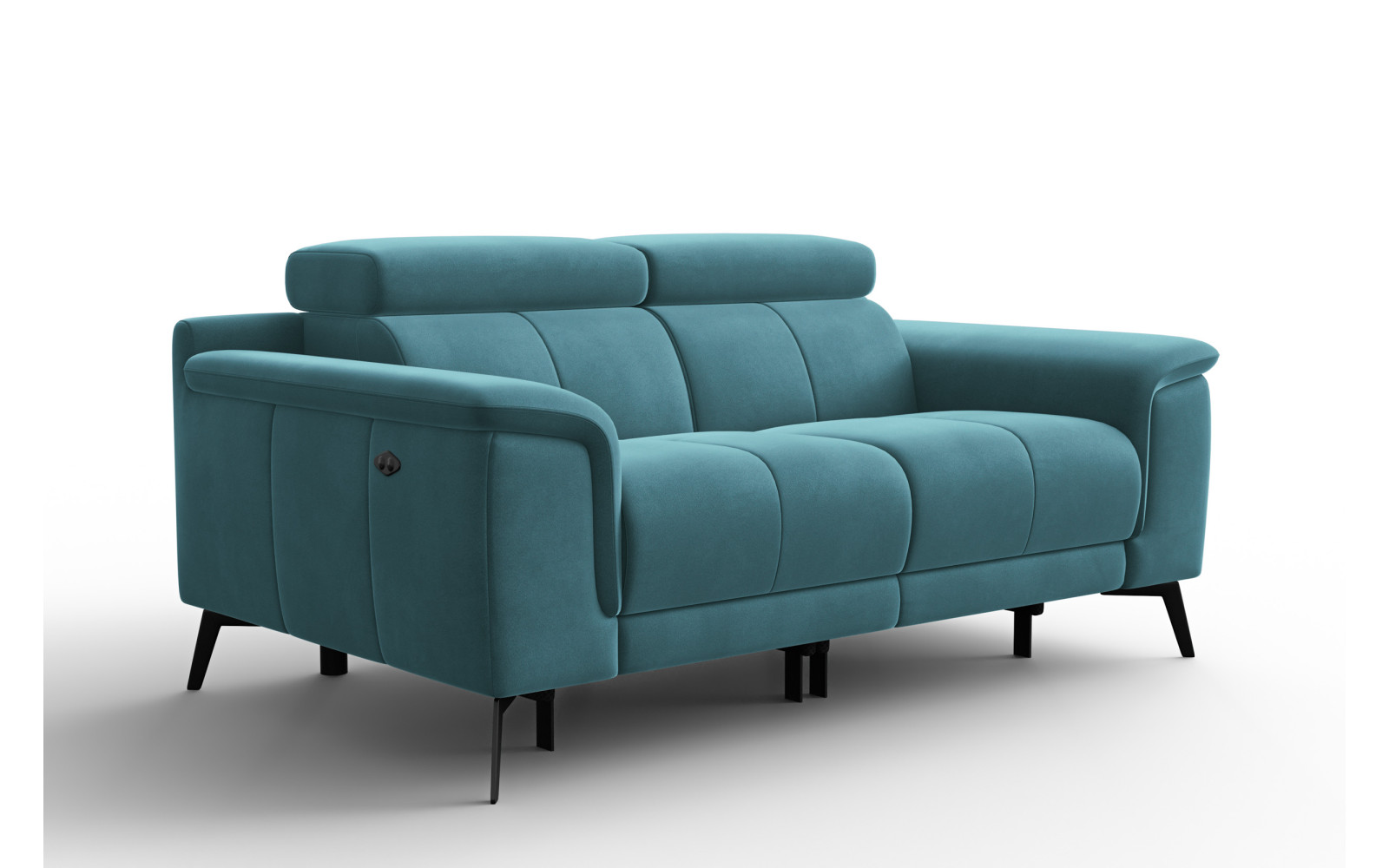 Canapé Relax 2 places FIERO, tissu velours turquoise