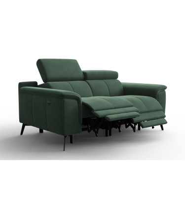 Canapé Relax 2 places FIERO, tissu velours vert