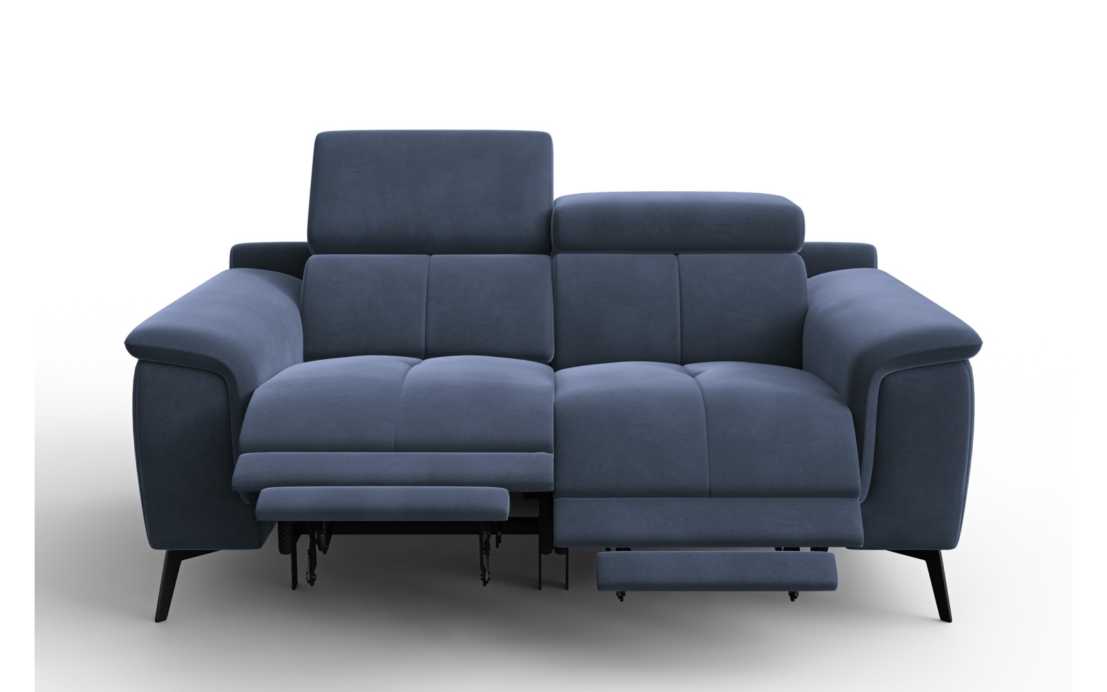 Canapé Relax 2 places FIERO, tissu velours bleu marine