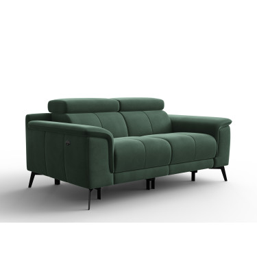 Canapé Relax 2 places FIERO, tissu velours vert
