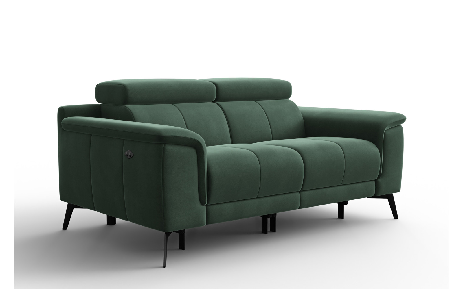 Canapé Relax 2 places FIERO, tissu velours vert