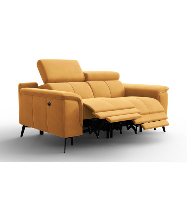 Canapé Relax 2 places FIERO, tissu velours jaune