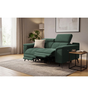 Canapé Relax 2 places FIERO, tissu velours vert