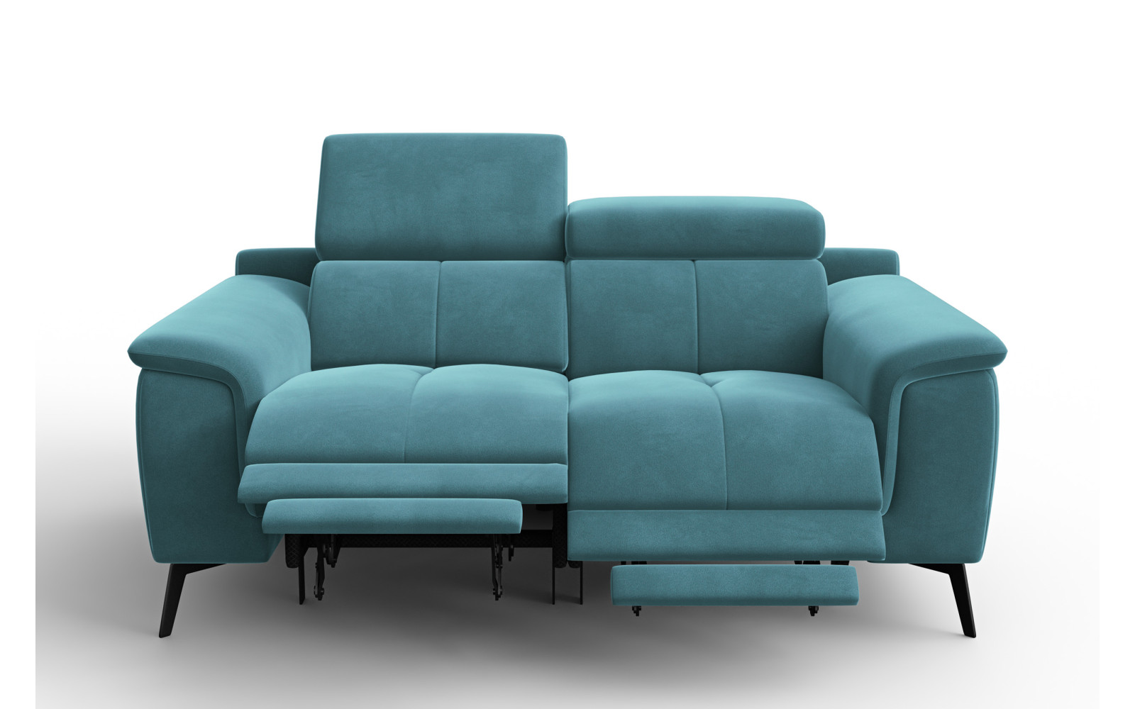 Canapé Relax 2 places FIERO, tissu velours turquoise