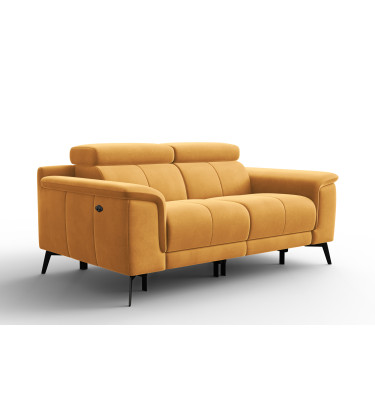 Canapé Relax 2 places FIERO, tissu velours jaune