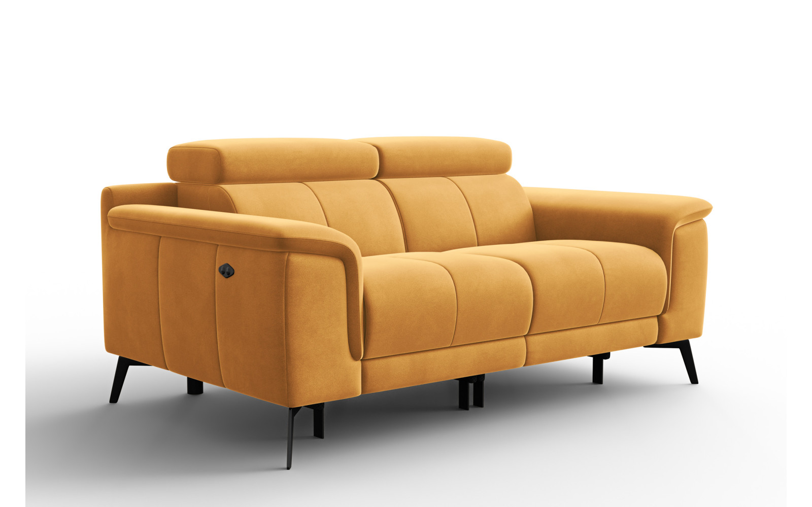 Canapé Relax 2 places FIERO, tissu velours jaune