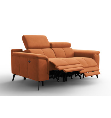 Canapé Relax 2 places FIERO, tissu velours orange