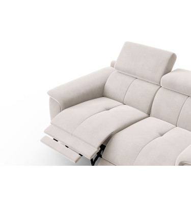 Canapé Relax 2 places FIERO, tissu velours beige