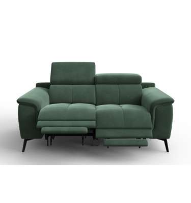 Canapé Relax 2 places FIERO, tissu velours vert