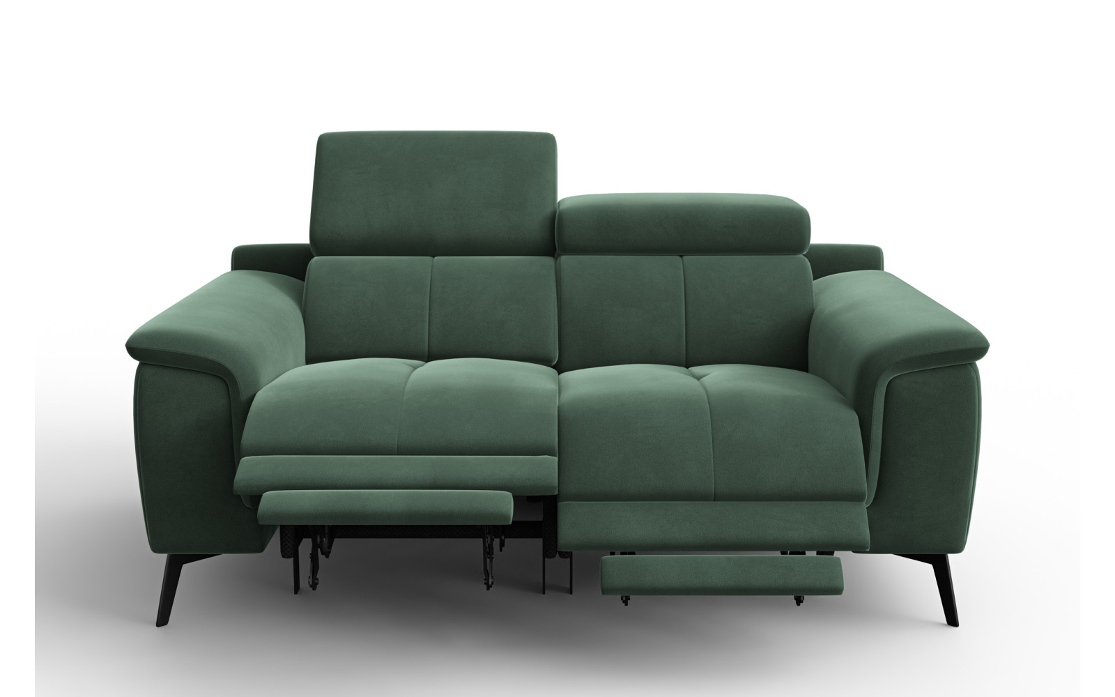 Canapé Relax 2 places FIERO, tissu velours vert