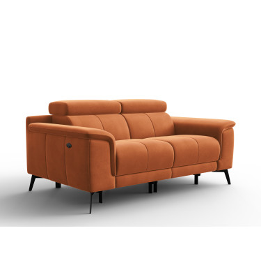 Canapé Relax 2 places FIERO, tissu velours orange