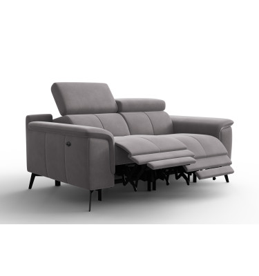 Canapé Relax 2 places FIERO, tissu velours gris foncé