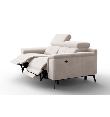 Canapé Relax 2 places FIERO, tissu velours beige