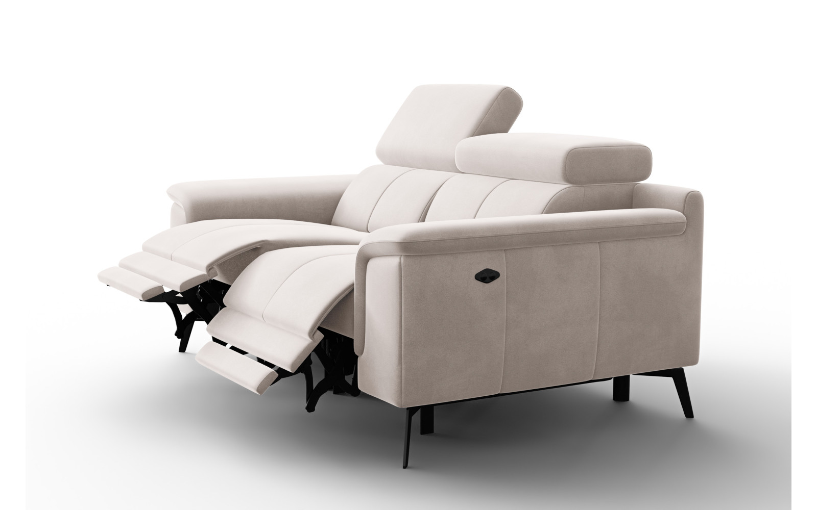 Canapé Relax 2 places FIERO, tissu velours beige