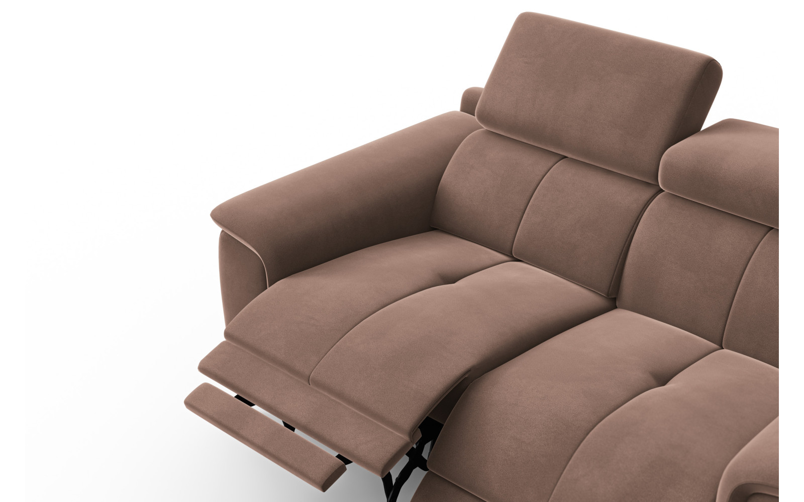 Canapé Relax 2 places FIERO, tissu velours marron