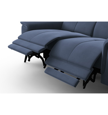 Canapé Relax 2 places FIERO, tissu velours bleu marine
