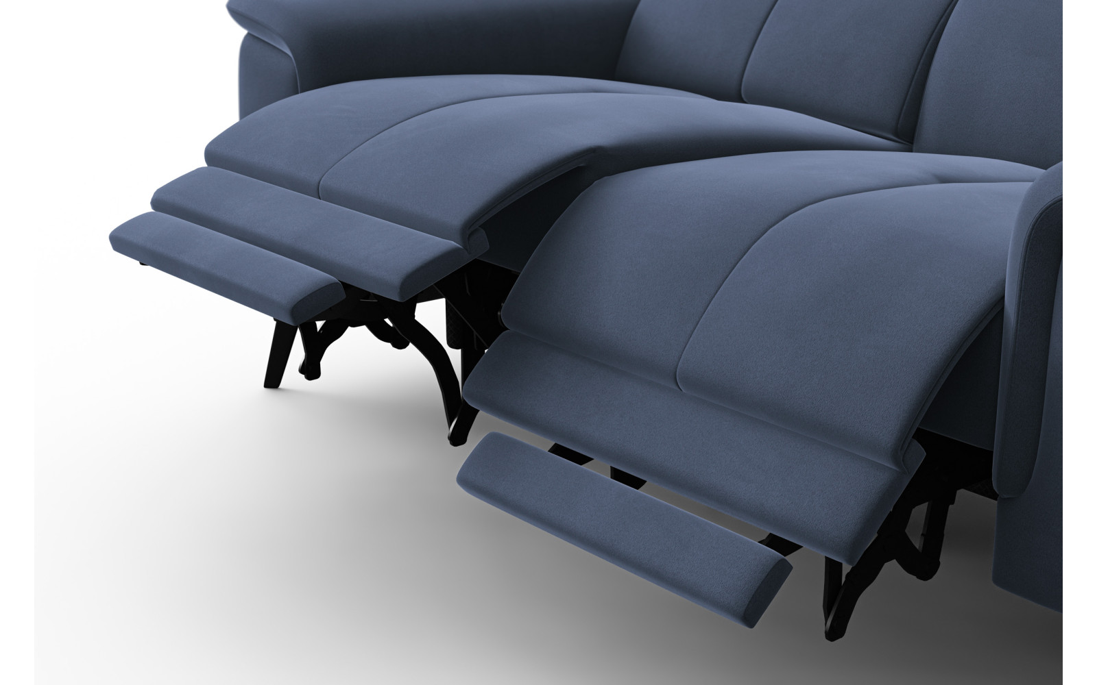 Canapé Relax 2 places FIERO, tissu velours bleu marine