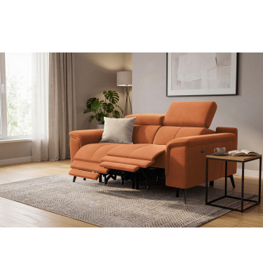 Canapé Relax 2 places FIERO, tissu velours orange