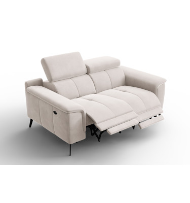 Canapé Relax 2 places FIERO, tissu velours beige