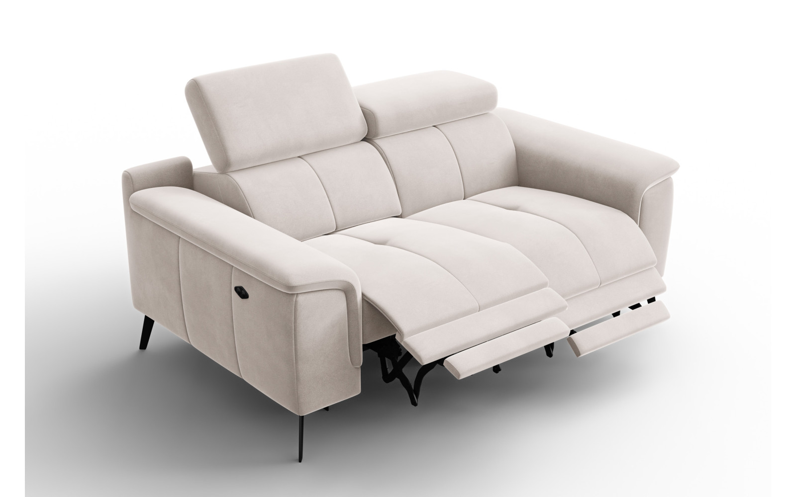Canapé Relax 2 places FIERO, tissu velours beige