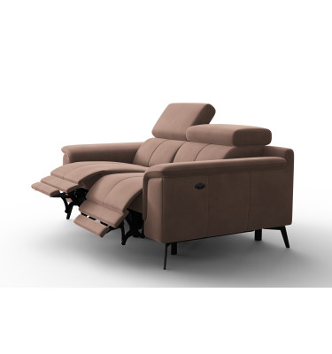 Canapé Relax 2 places FIERO, tissu velours marron