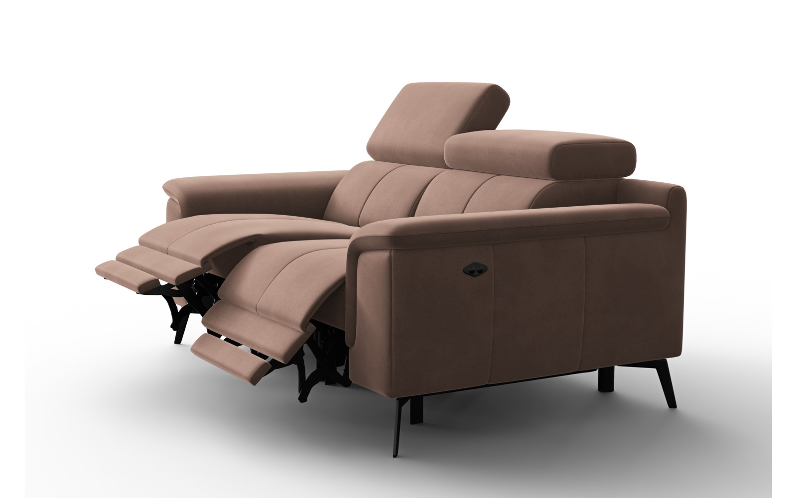 Canapé Relax 2 places FIERO, tissu velours marron