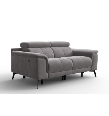 Canapé Relax 2 places FIERO, tissu velours gris foncé