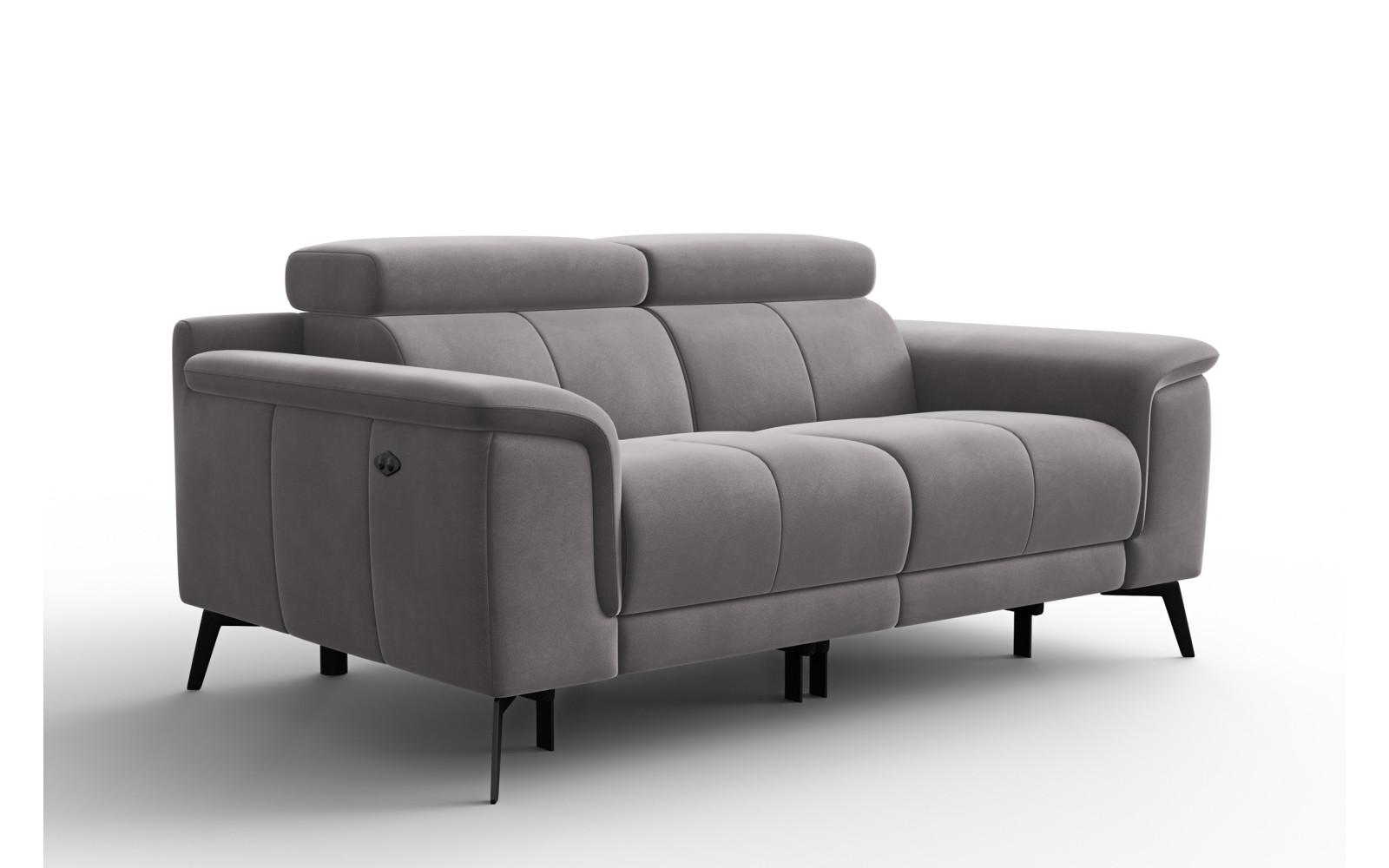 Canapé Relax 2 places FIERO, tissu velours gris foncé