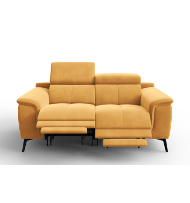 Canapé Relax 2 places FIERO, tissu velours jaune