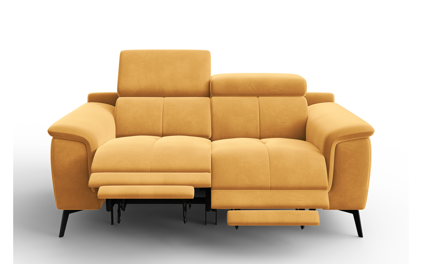 Canapé Relax 2 places FIERO, tissu velours jaune