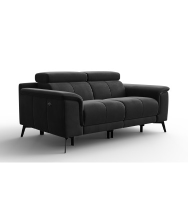 Canapé Relax 2 places FIERO, tissu velours noir