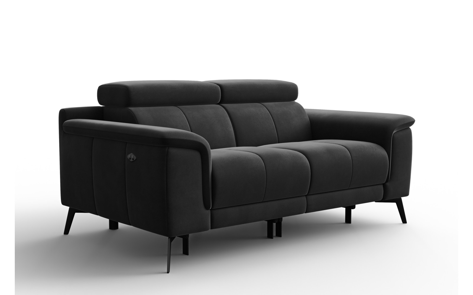 Canapé Relax 2 places FIERO, tissu velours noir