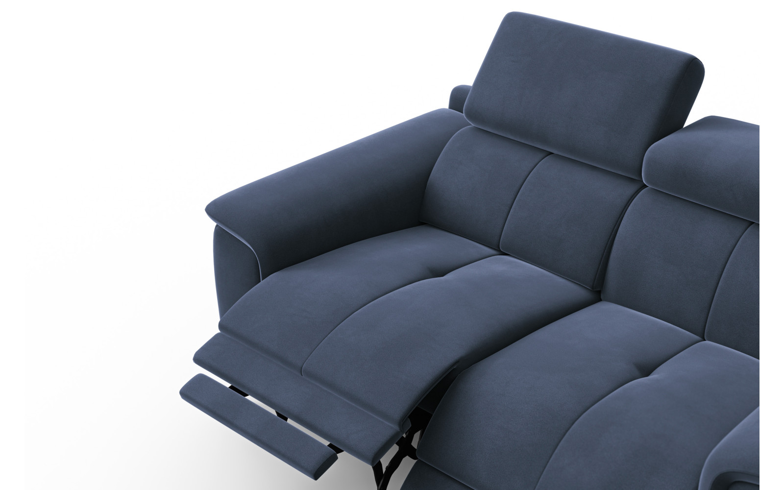 Canapé Relax 2 places FIERO, tissu velours bleu marine