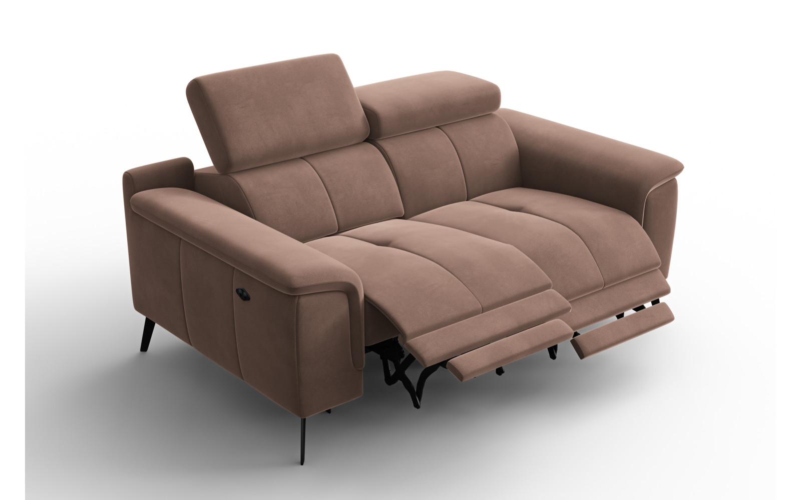 Canapé Relax 2 places FIERO, tissu velours marron