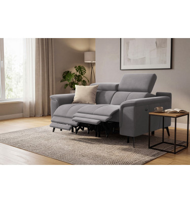 Canapé Relax 2 places FIERO, tissu velours gris foncé