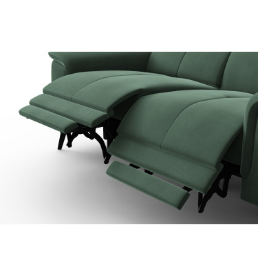 Canapé Relax 2 places FIERO, tissu velours vert