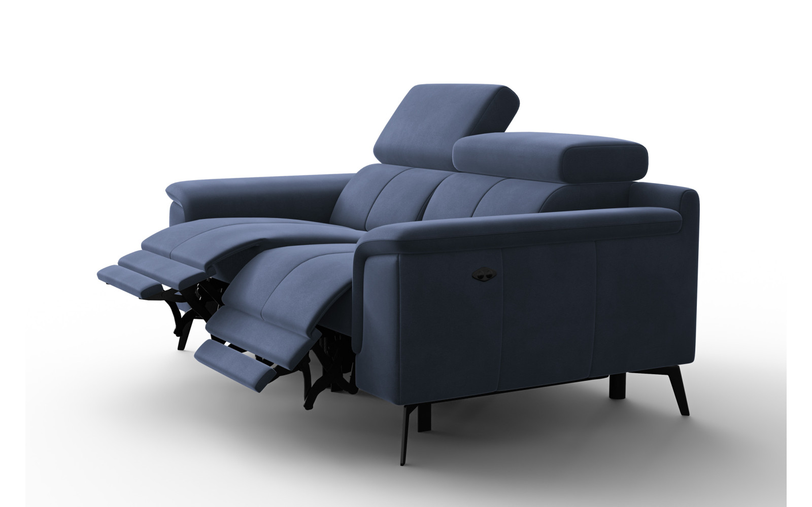Canapé Relax 2 places FIERO, tissu velours bleu marine